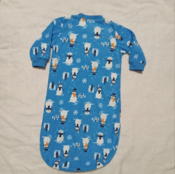 4 for $10 Carter's Blue Snowman Zip Up Fleece Sleepsack 0-9M - Picture 3 of 4